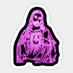 Sacred Heart of Jesus Christ - pink neon Sticker